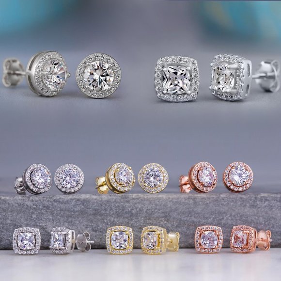 Jewelry - 3/$10 Round & Square CZ Stud Earrings Various Colors
